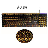 Backlit Gaming Keyboard Steampunk Retro Round/Square