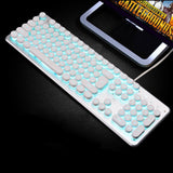 Backlit Gaming Keyboard Steampunk Retro Round/Square